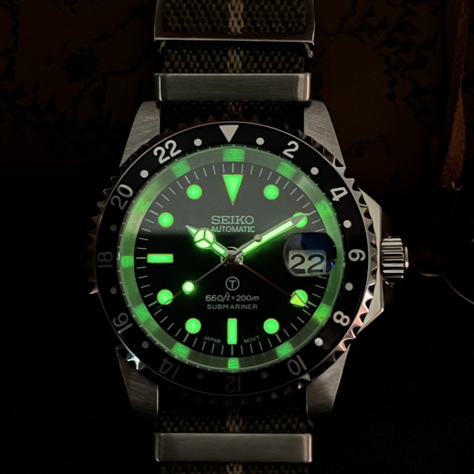 Custom Seiko Vintage Milsub GMT Mod - Cylops
