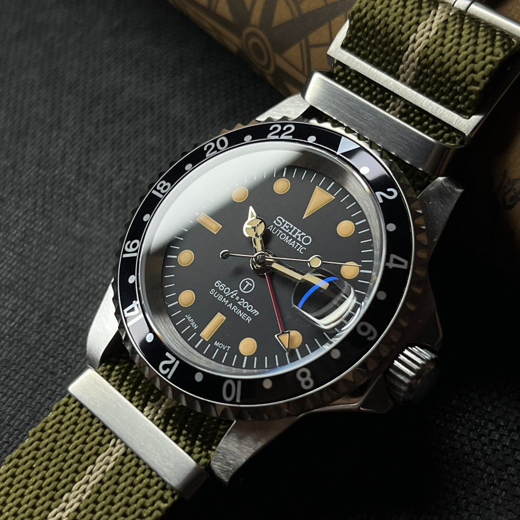 Custom Seiko Vintage Milsub GMT Mod - Cylops